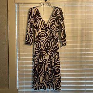 Brown and Cream Ribbon Pattern Dress